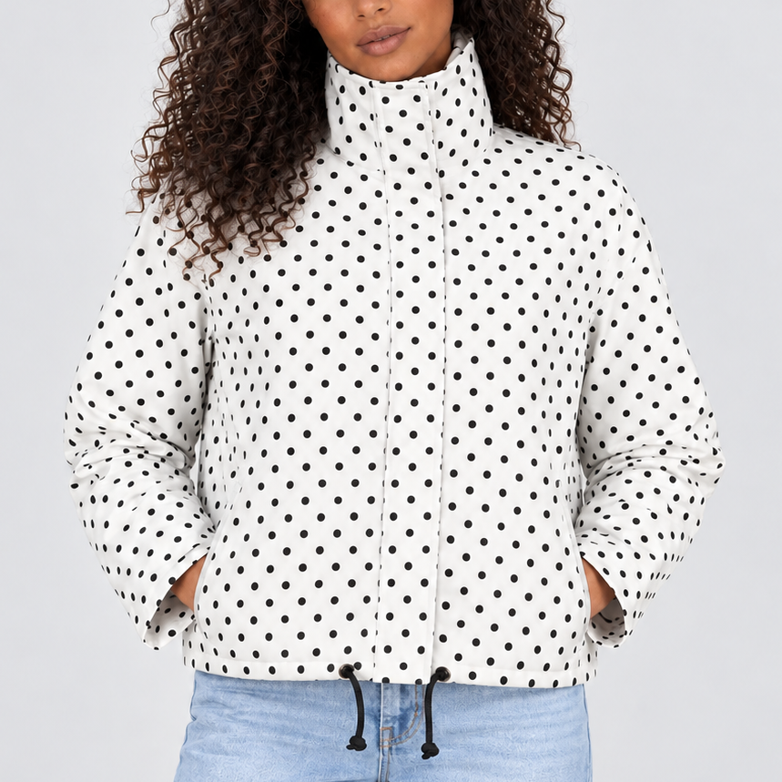 Veste courte à pois et col montant — Amielle Paris