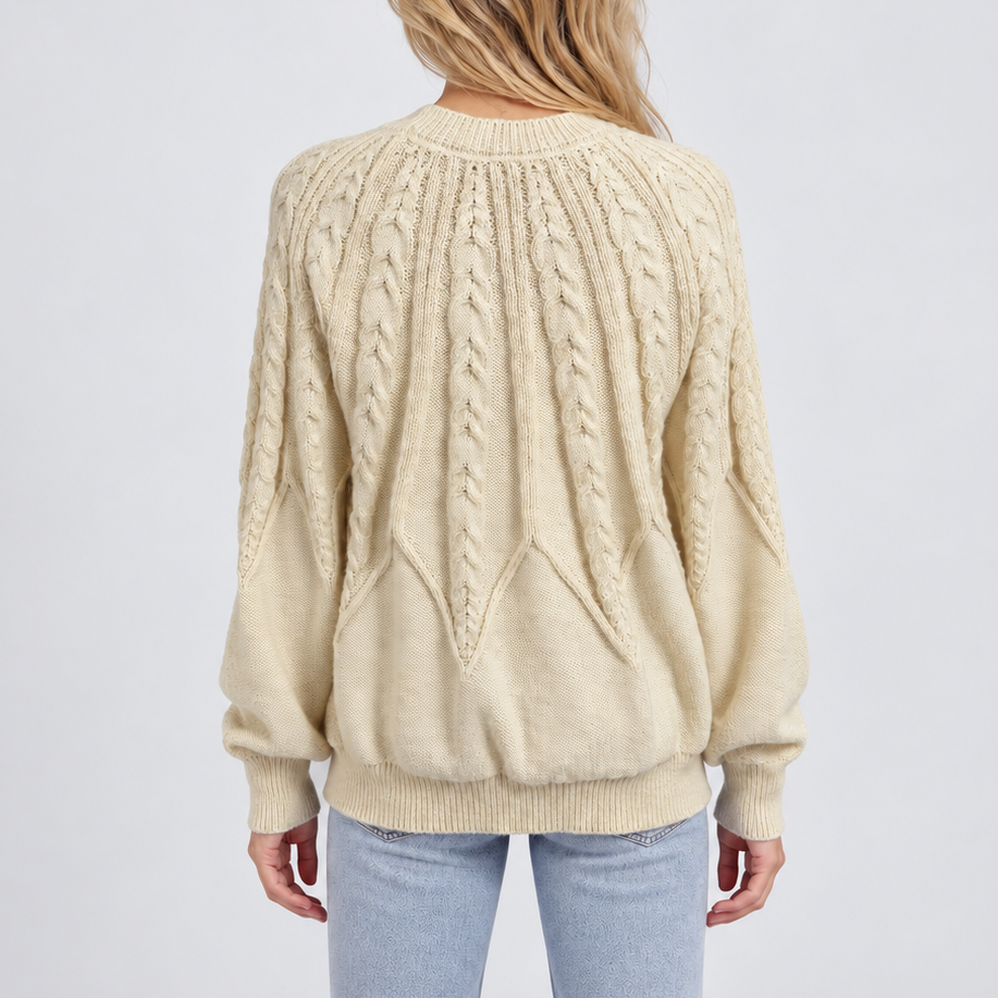 Pull torsadé à col rond et manches ballon — Amielle Paris