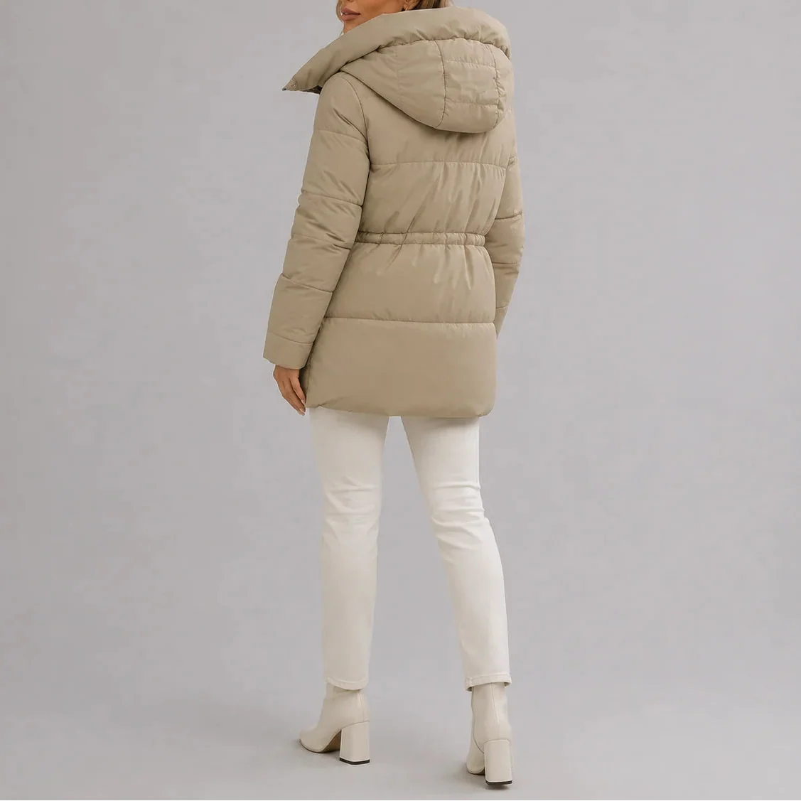 Doudoune longue à taille réglable et capuche — Amielle Paris