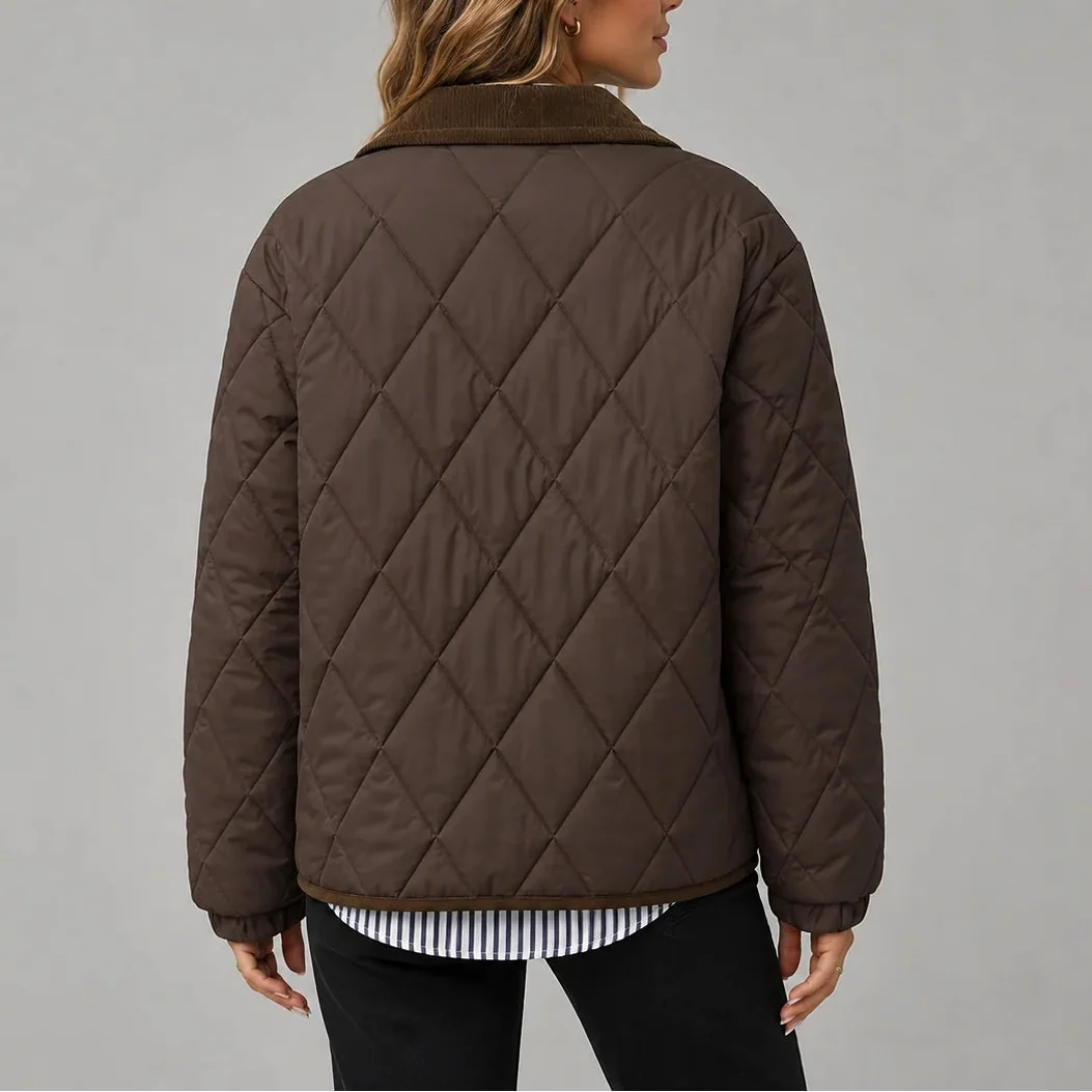 Veste matelassée à col en velours côtelé — Amielle Paris