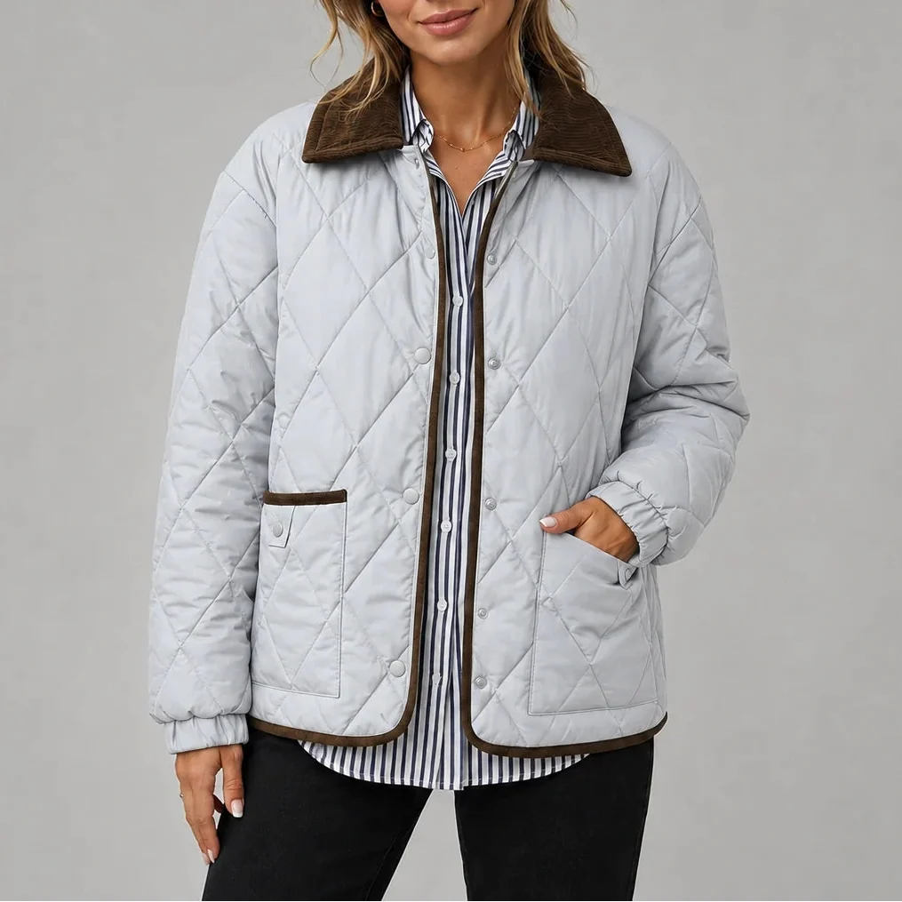 Veste matelassée à col en velours côtelé — Amielle Paris