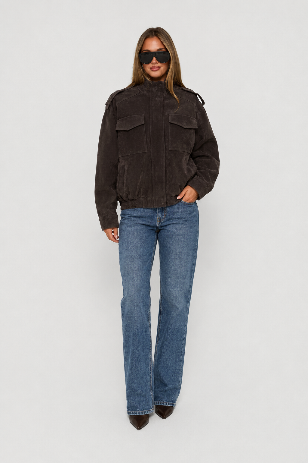 Anaïs — Veste utilitaire en suédine — Amielle Paris