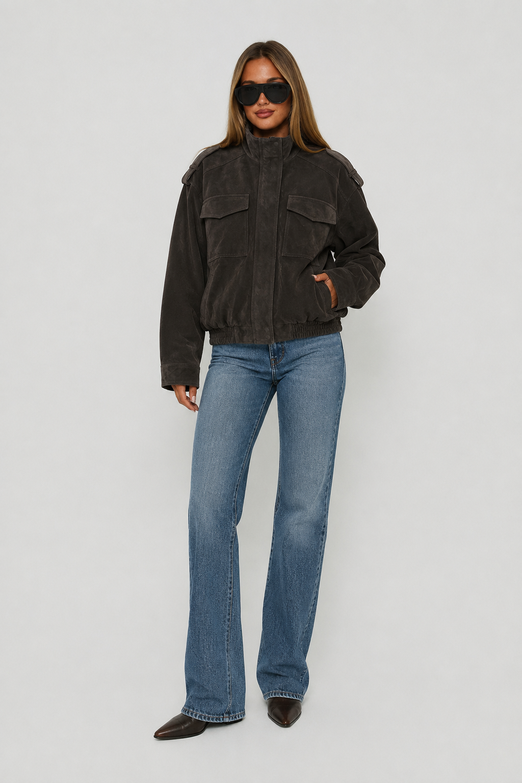 Élise — Veste cargo en suédine — Amielle Paris