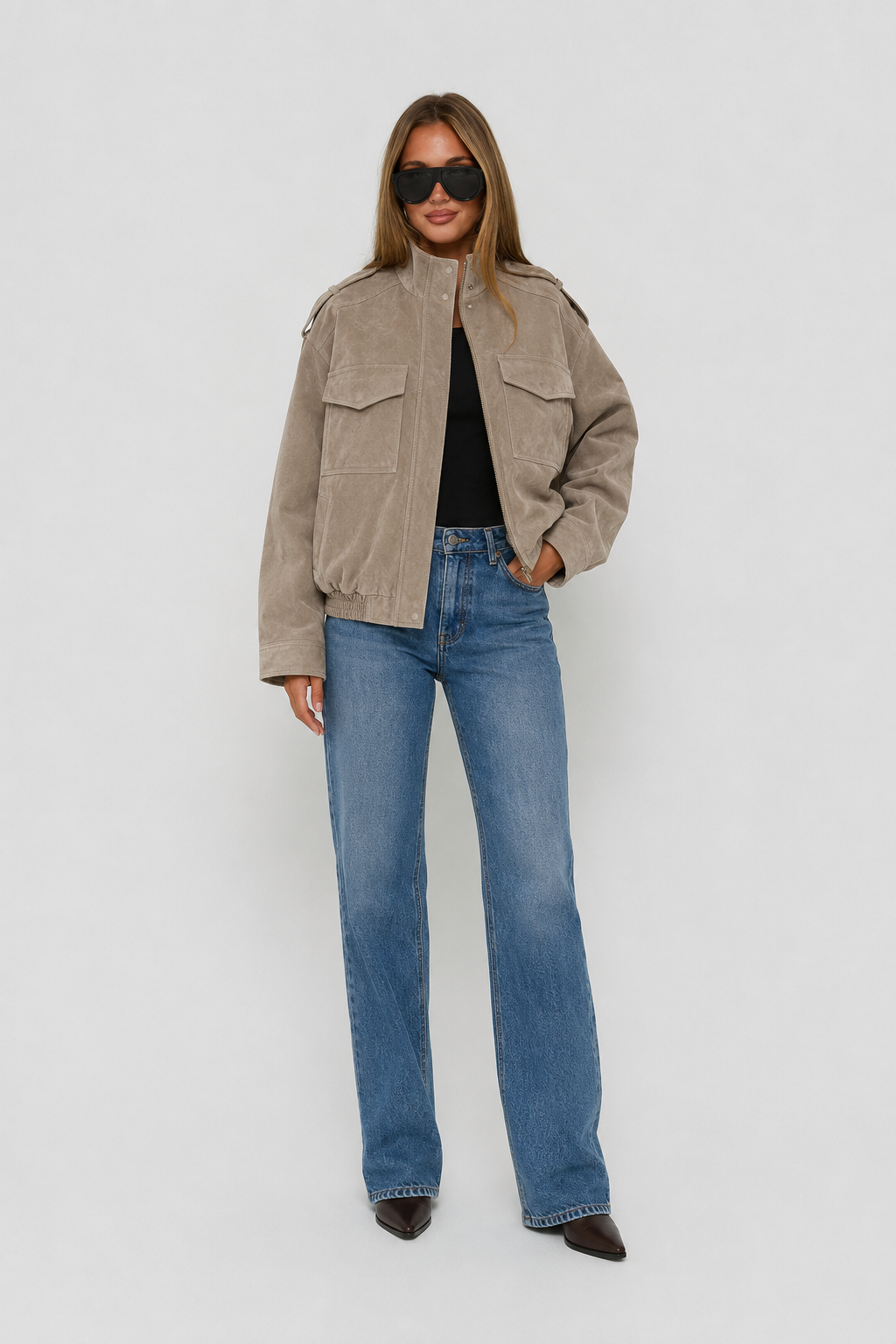 Élise — Veste cargo en suédine — Amielle Paris