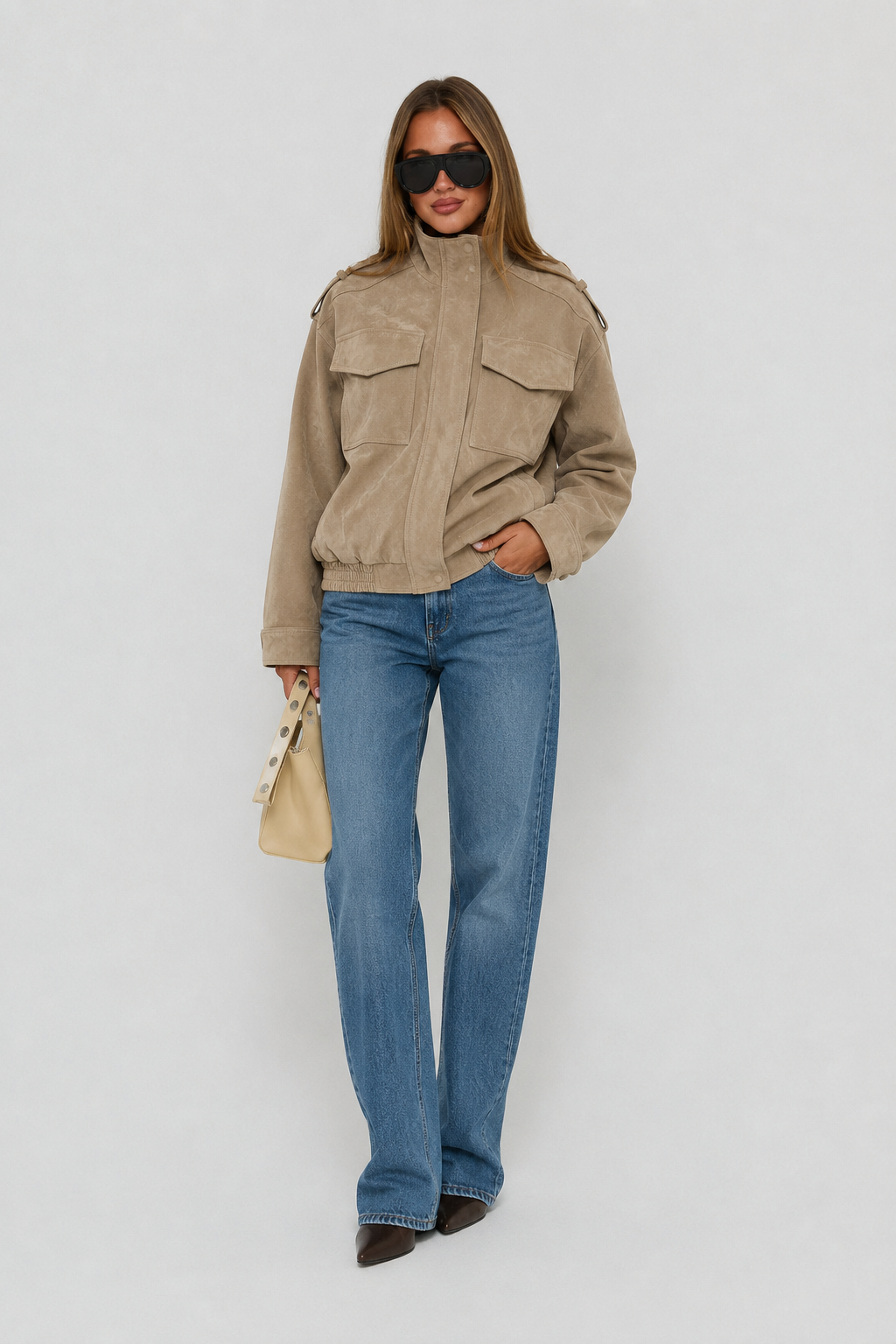Élise — Veste cargo en suédine — Amielle Paris