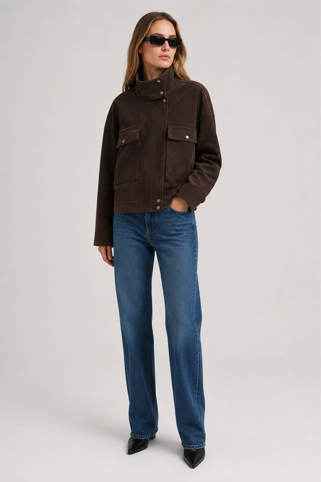 Anaïs — Veste utilitaire en suédine — Amielle Paris