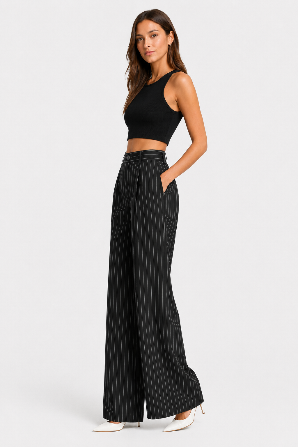 Pantalon large à rayures — Emma — Amielle Paris