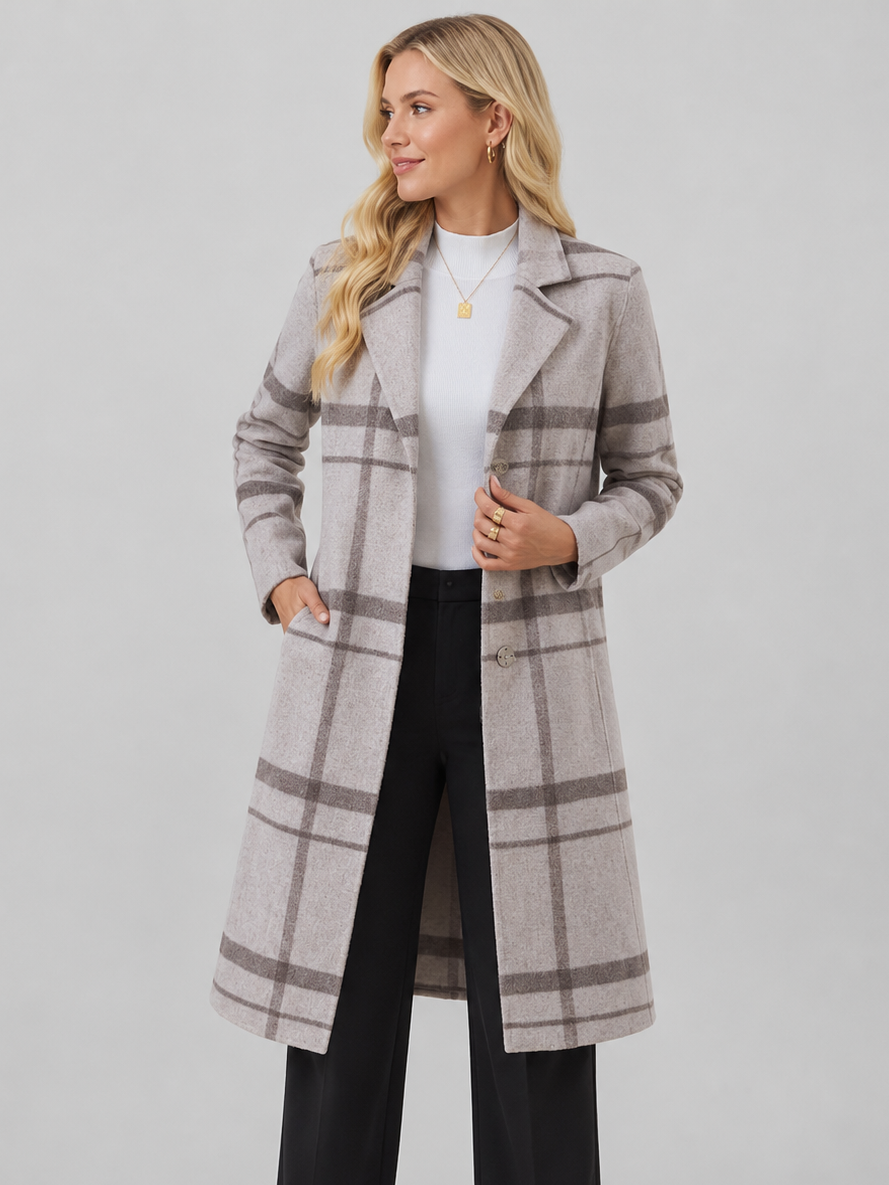 Manteau long à carreaux — Mia — Amielle Paris
