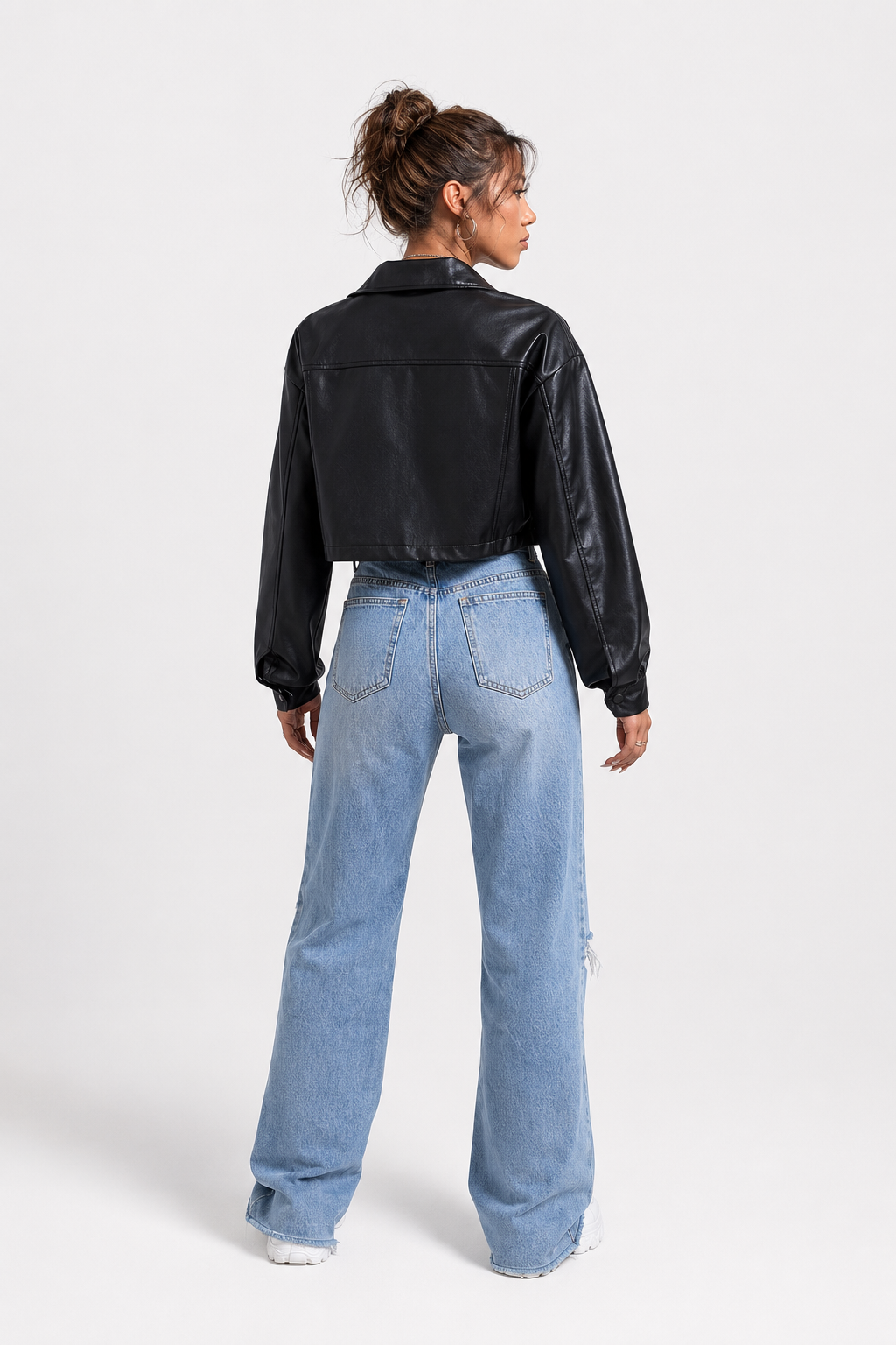 Maya — Veste courte effet cuir à boutons-pression — Amielle Paris
