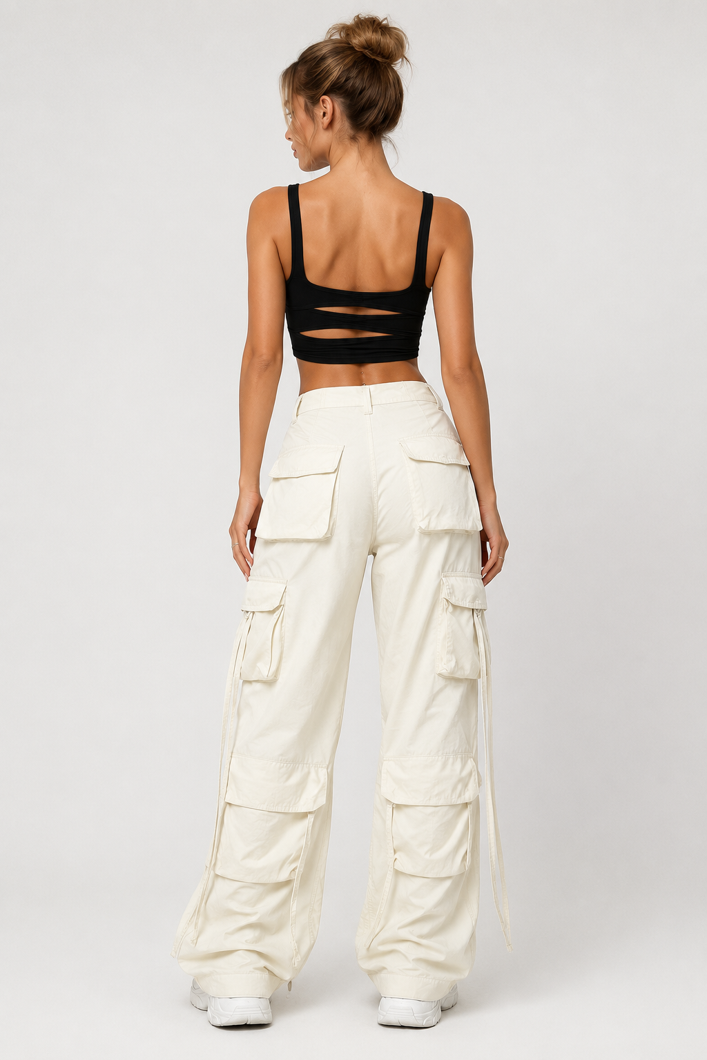 Pantalon cargo large à liens — Amielle Paris
