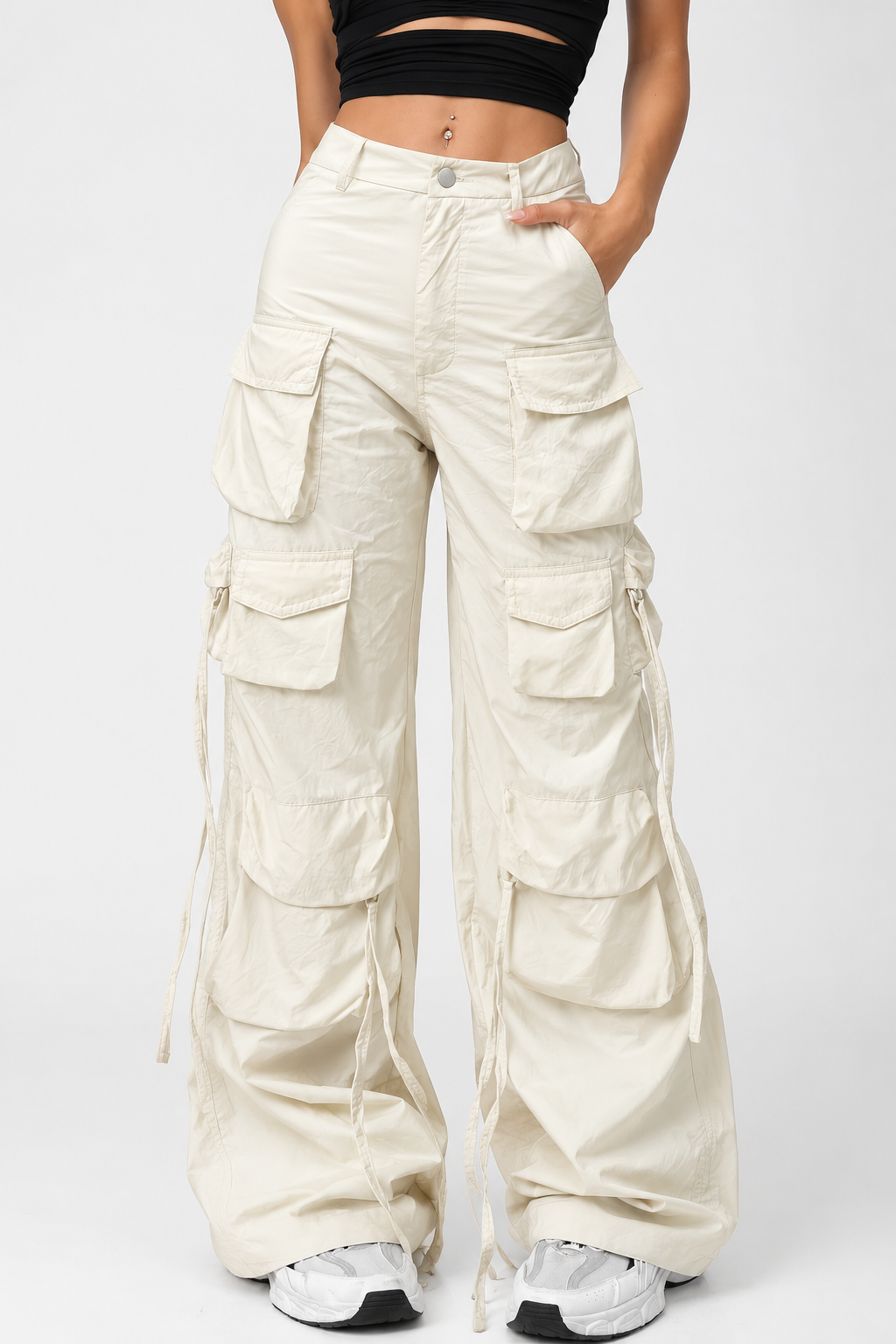 Pantalon cargo large à liens — Amielle Paris