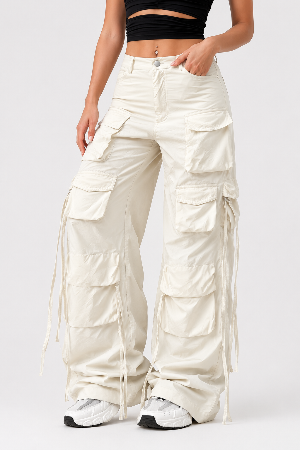 Pantalon cargo large à liens — Amielle Paris