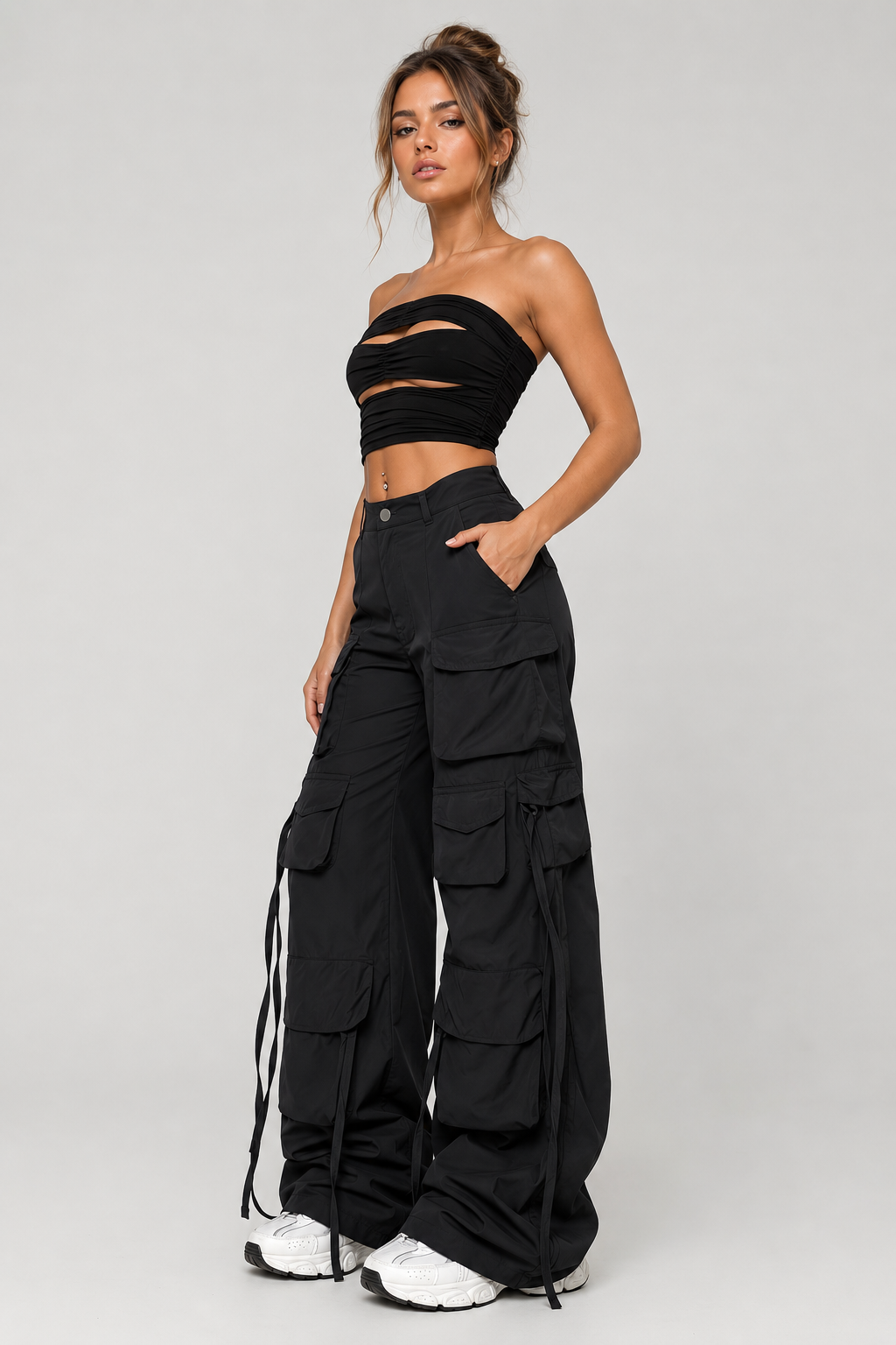 Pantalon cargo large à liens — Amielle Paris