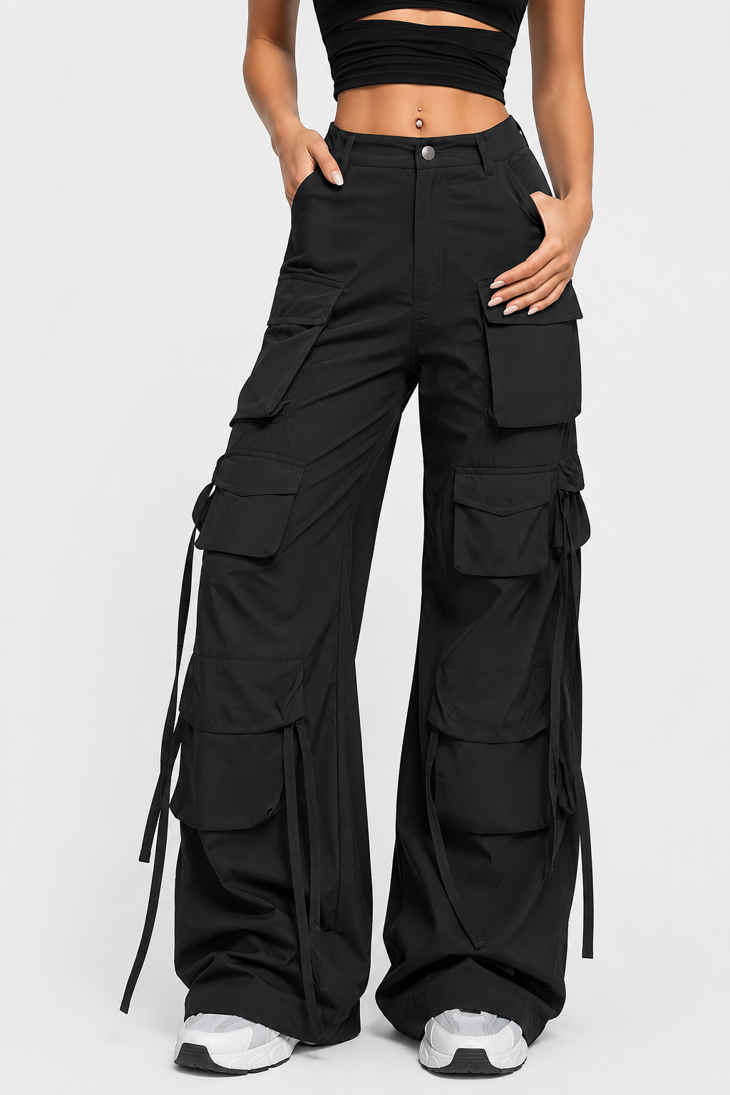 Pantalon cargo large à liens — Amielle Paris