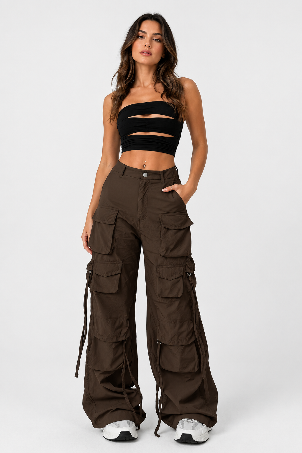 Pantalon cargo large à liens — Amielle Paris