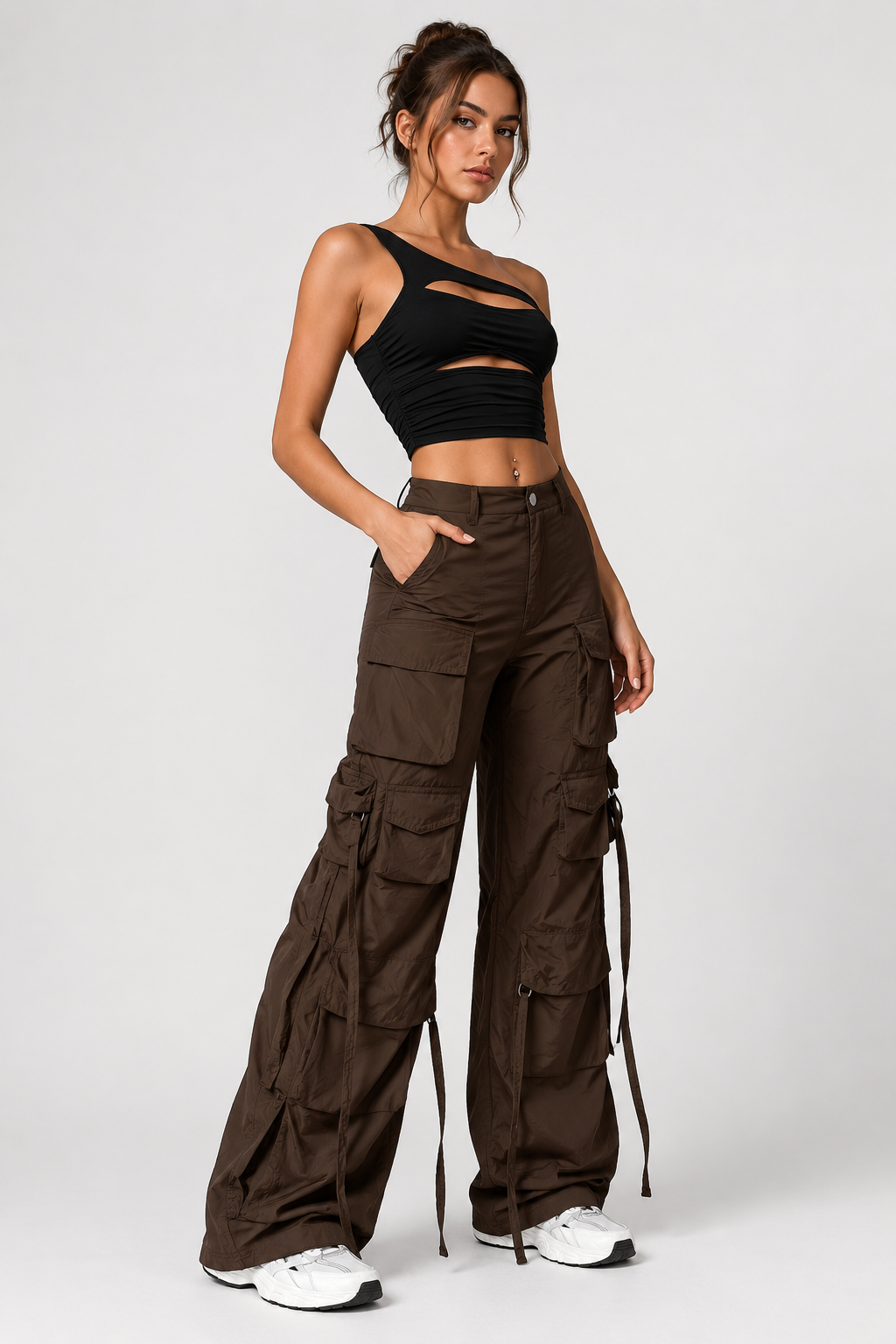 Pantalon cargo large à liens — Amielle Paris