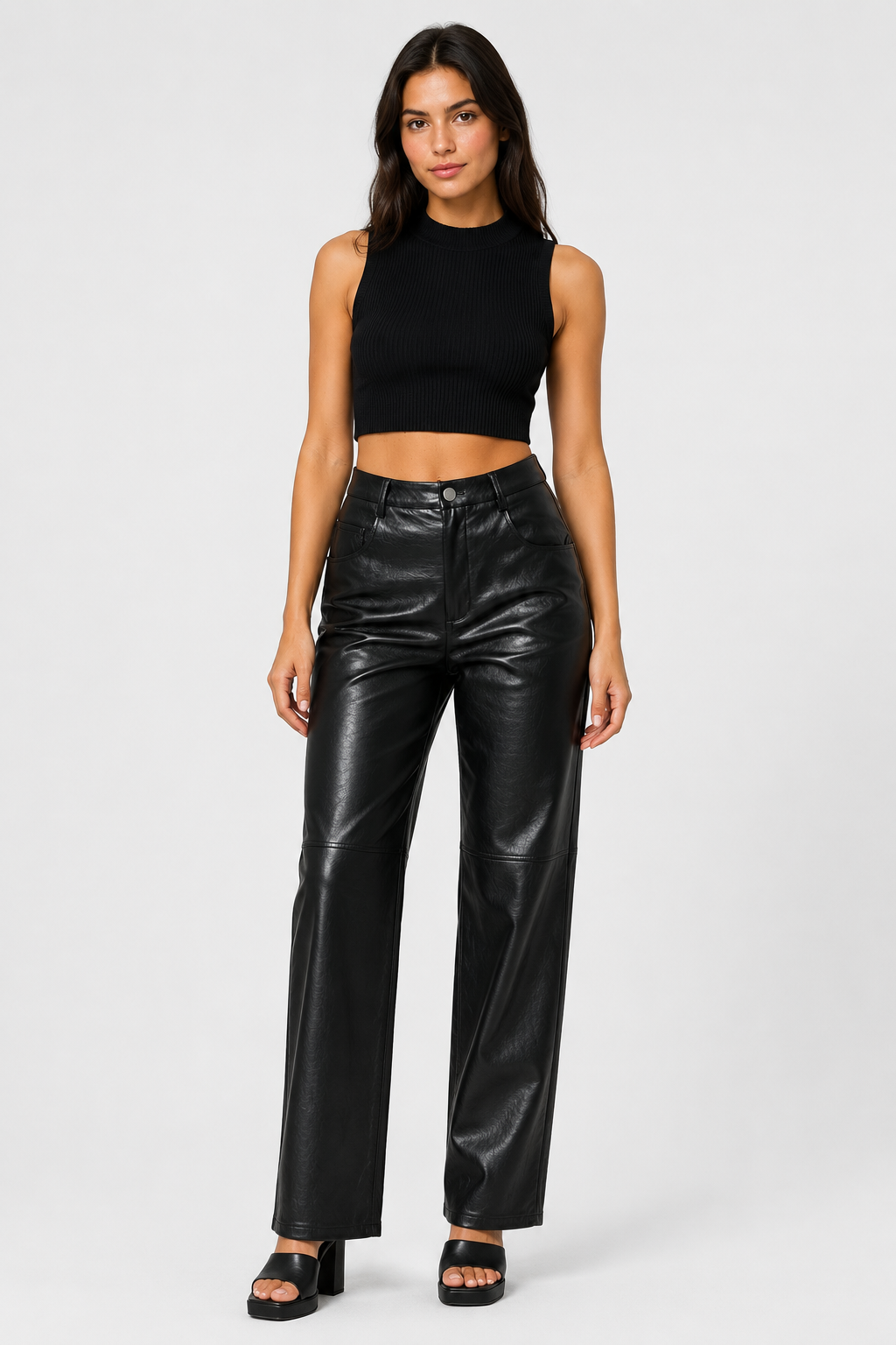 Pantalon droit aspect cuir — Noah — Amielle Paris