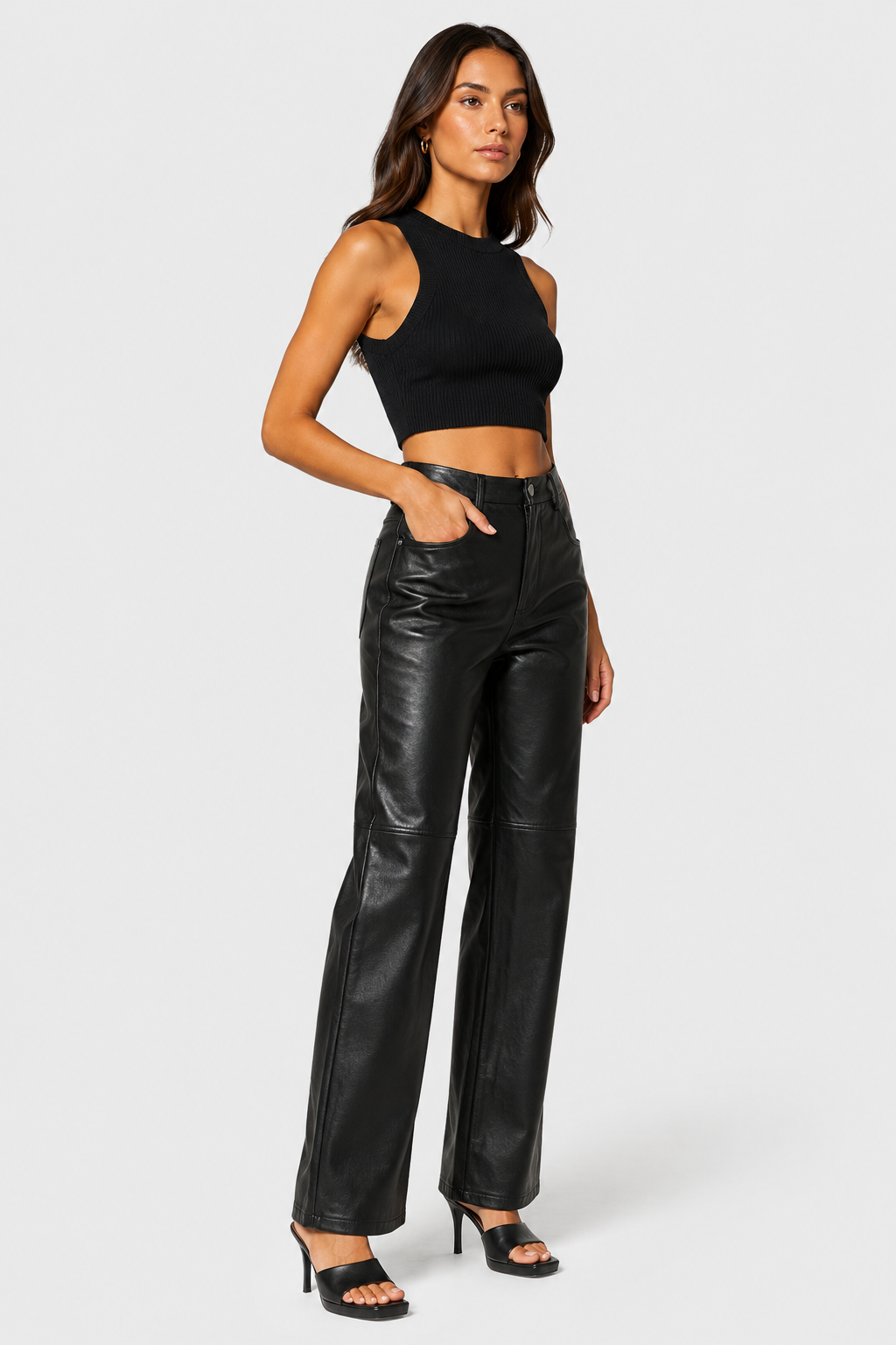 Pantalon droit aspect cuir — Noah — Amielle Paris