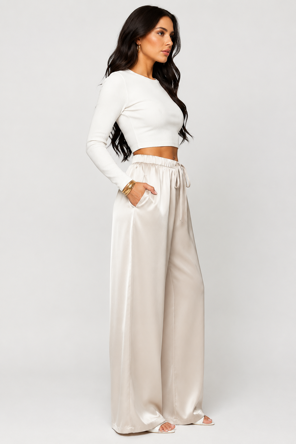 Pantalon large à taille élastique — Mia — Amielle Paris