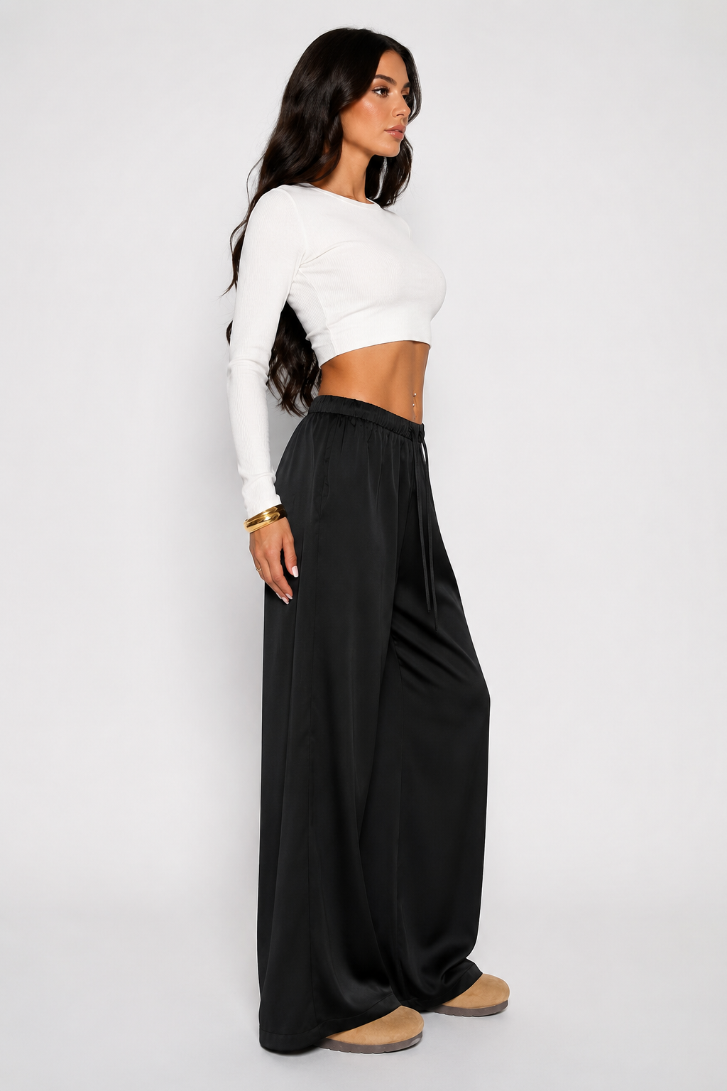 Pantalon large à taille élastique — Mia — Amielle Paris