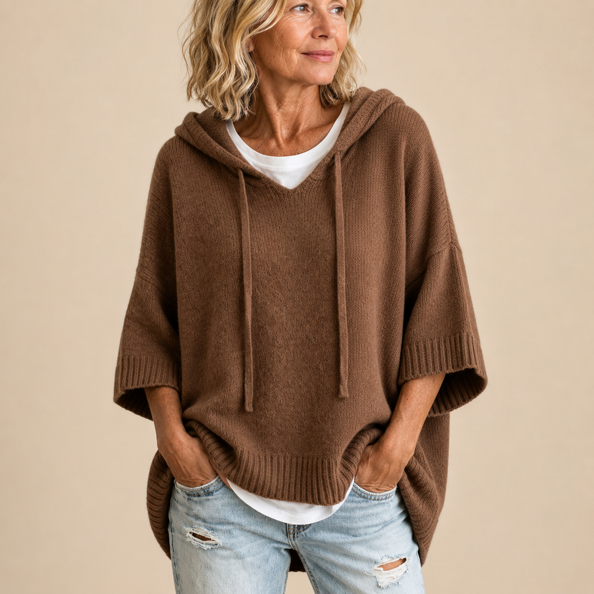 Athena — Poncho en maille à capuche — vue 13