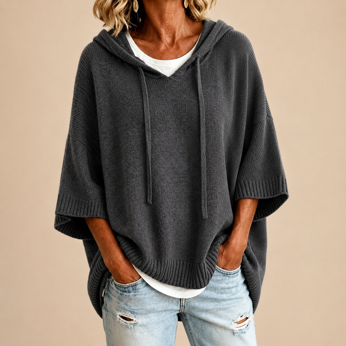 Athena — Poncho en maille à capuche — vue 4