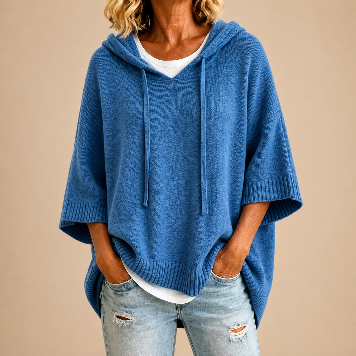 Athena — Poncho en maille à capuche — vue 2