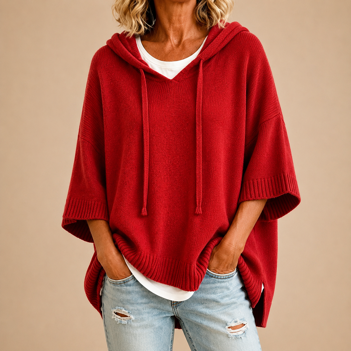 Athena — Poncho en maille à capuche — vue 10