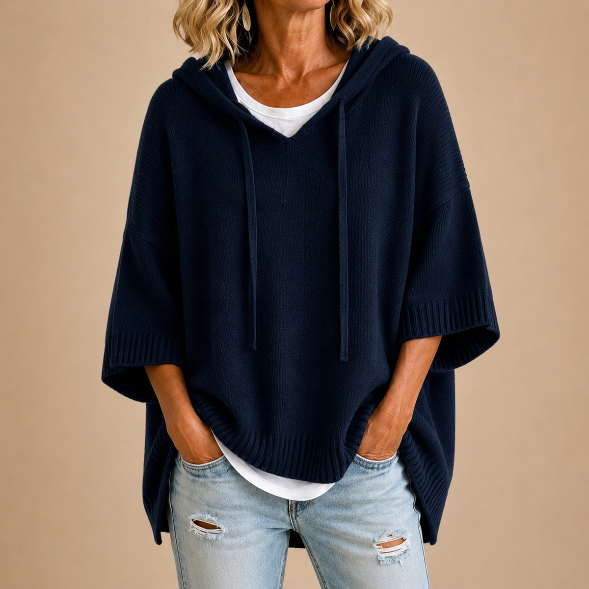 Athena — Poncho en maille à capuche — vue 7