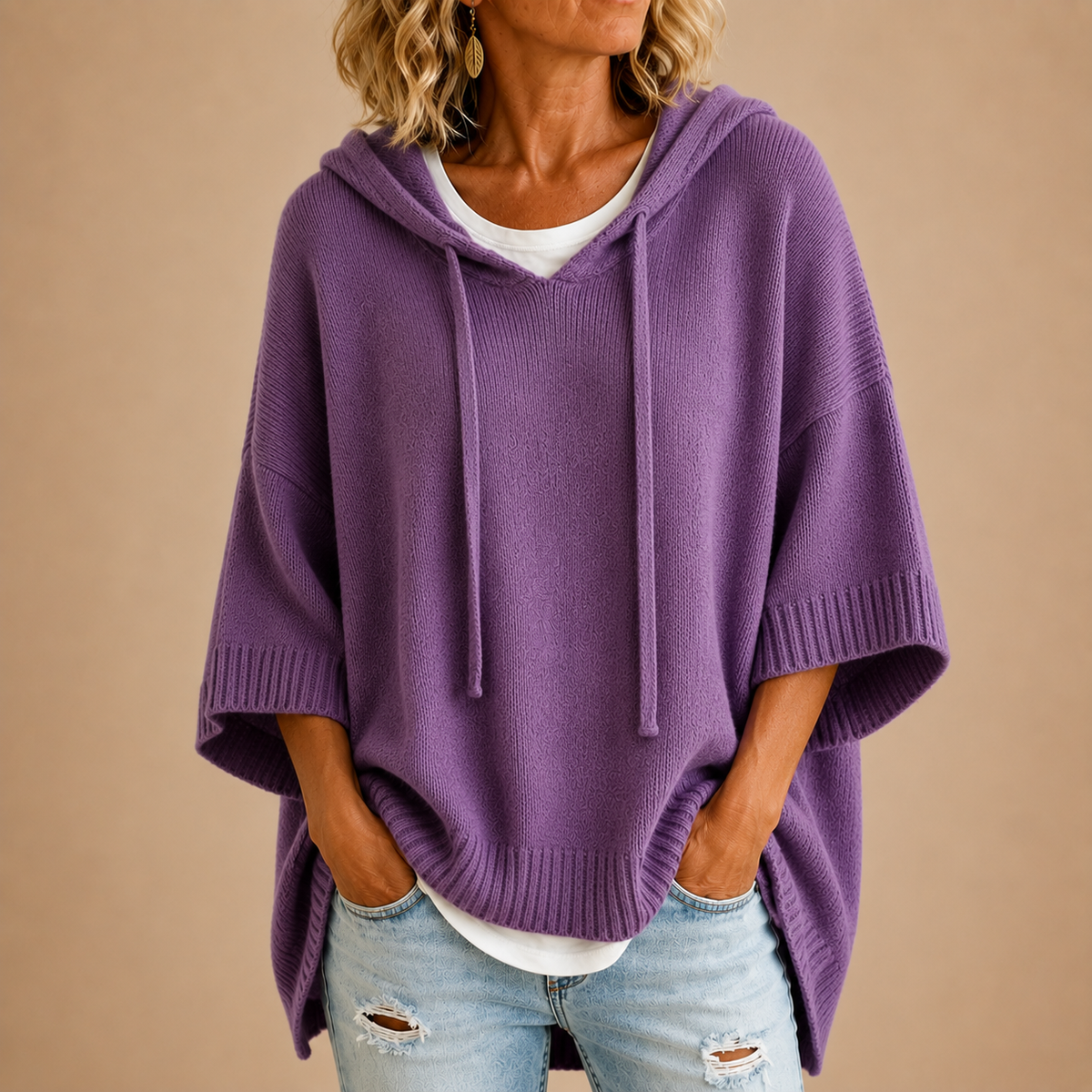 Athena — Poncho en maille à capuche — vue 9