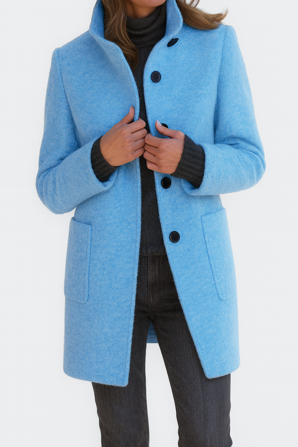 Manteau à col montant et boutonnage simple — Amielle Paris