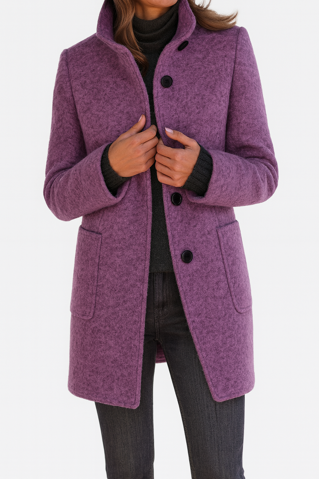 Manteau à col montant et boutonnage simple — Amielle Paris