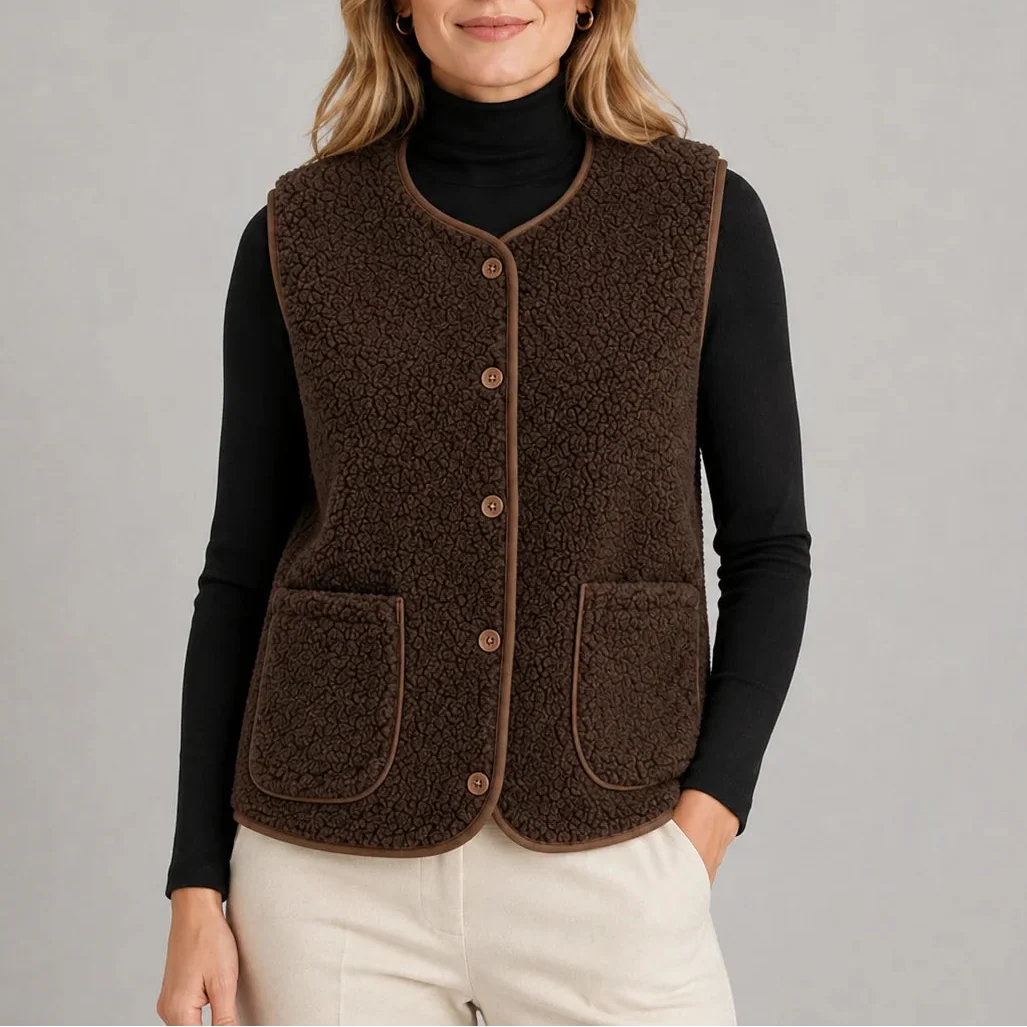 Gilet sans manches polaire à bordures contrastées — Amielle Paris