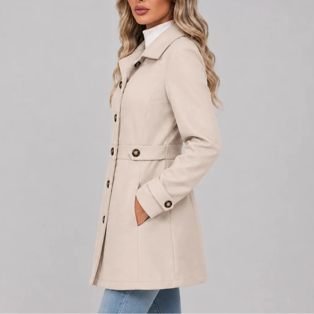 Manteau cintré boutonné à col pointu — Amielle Paris