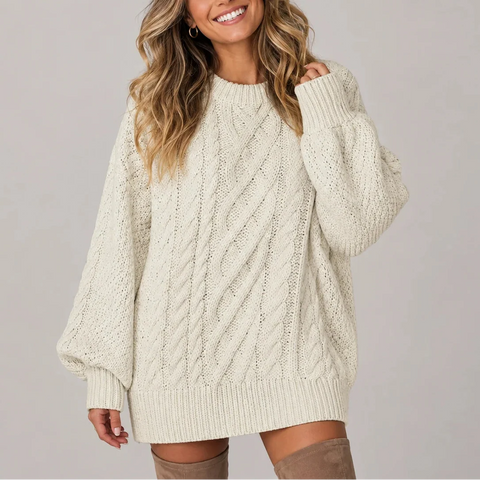 Robe pull ample torsadée à manches volumineuses