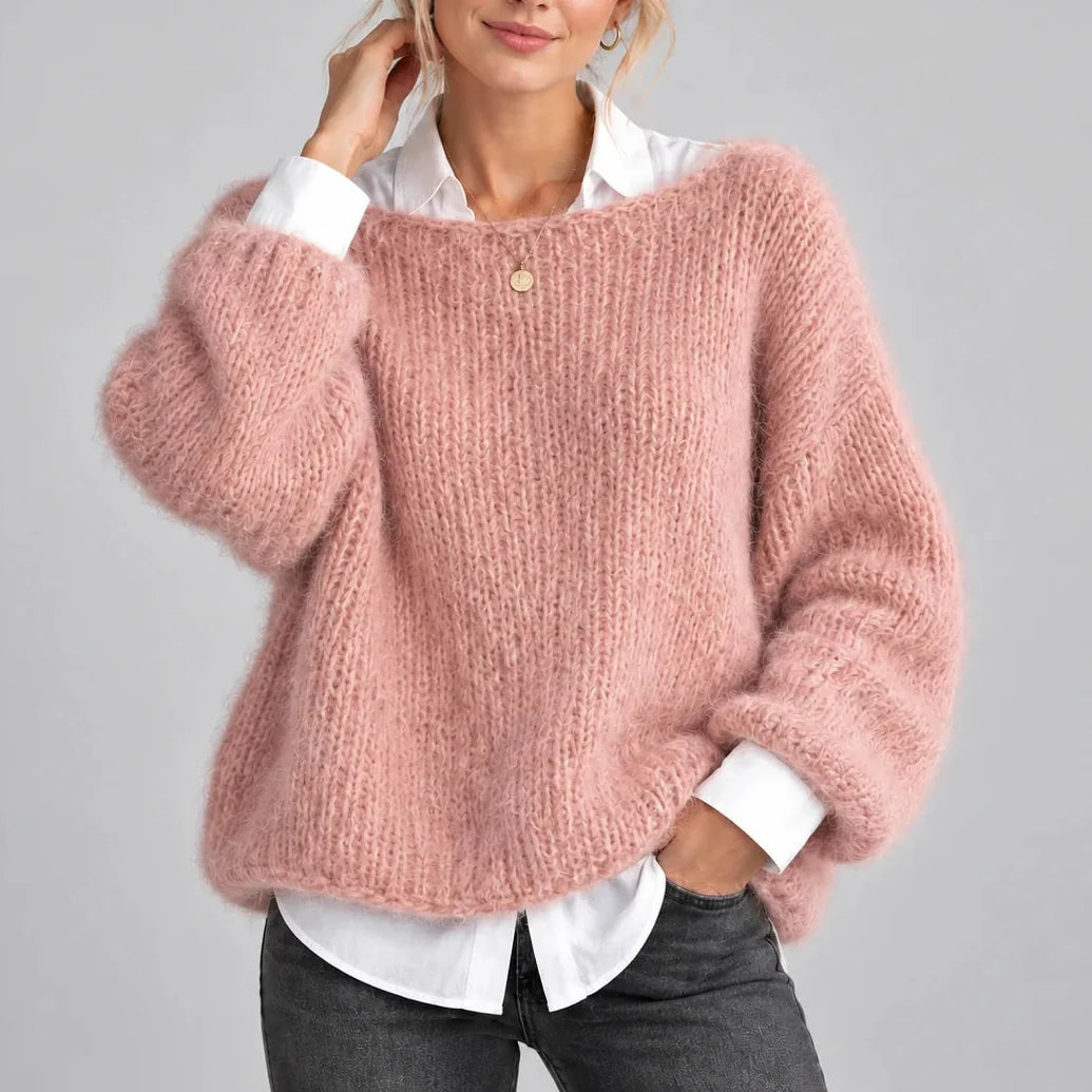 Pull en grosse maille à large col rond — Amielle Paris