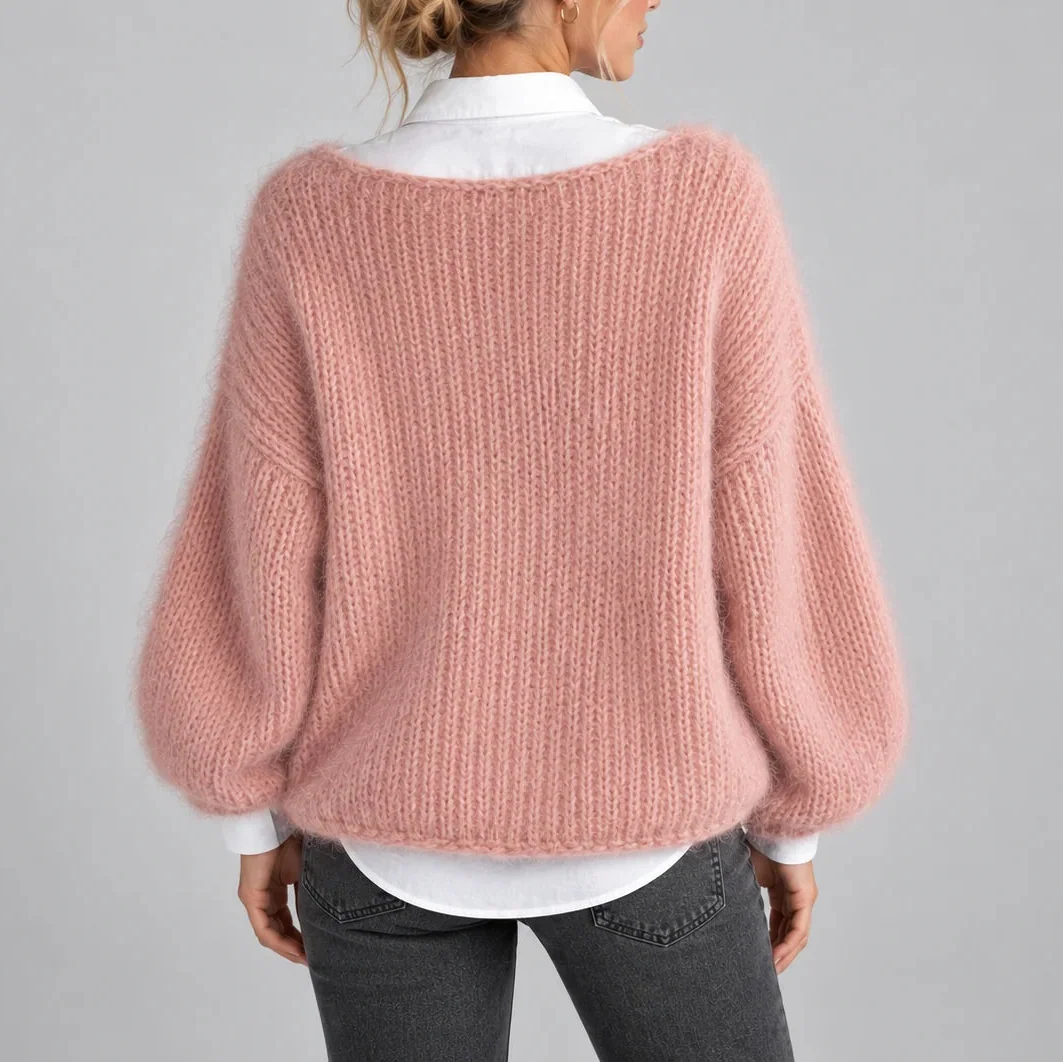 Pull en grosse maille à large col rond — Amielle Paris