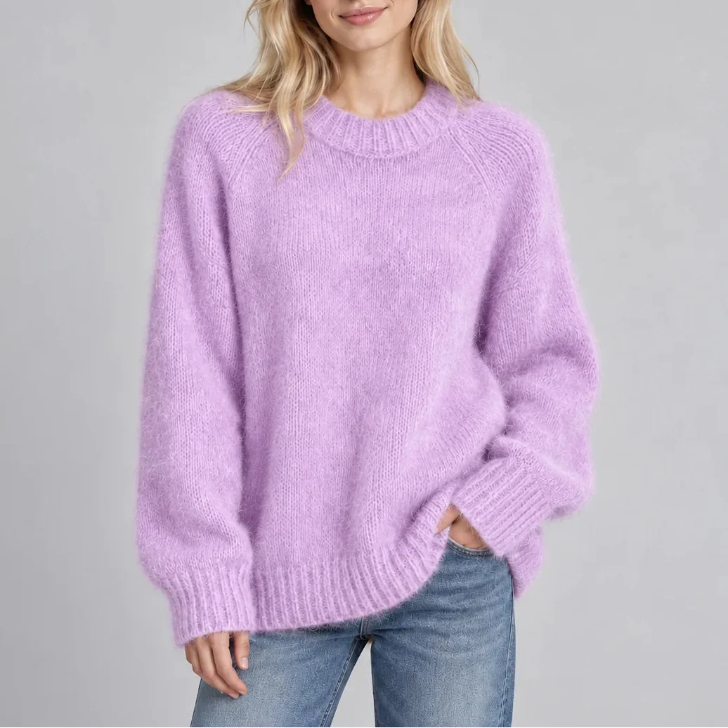 Pull duveteux à col rond et manches raglan — Amielle Paris