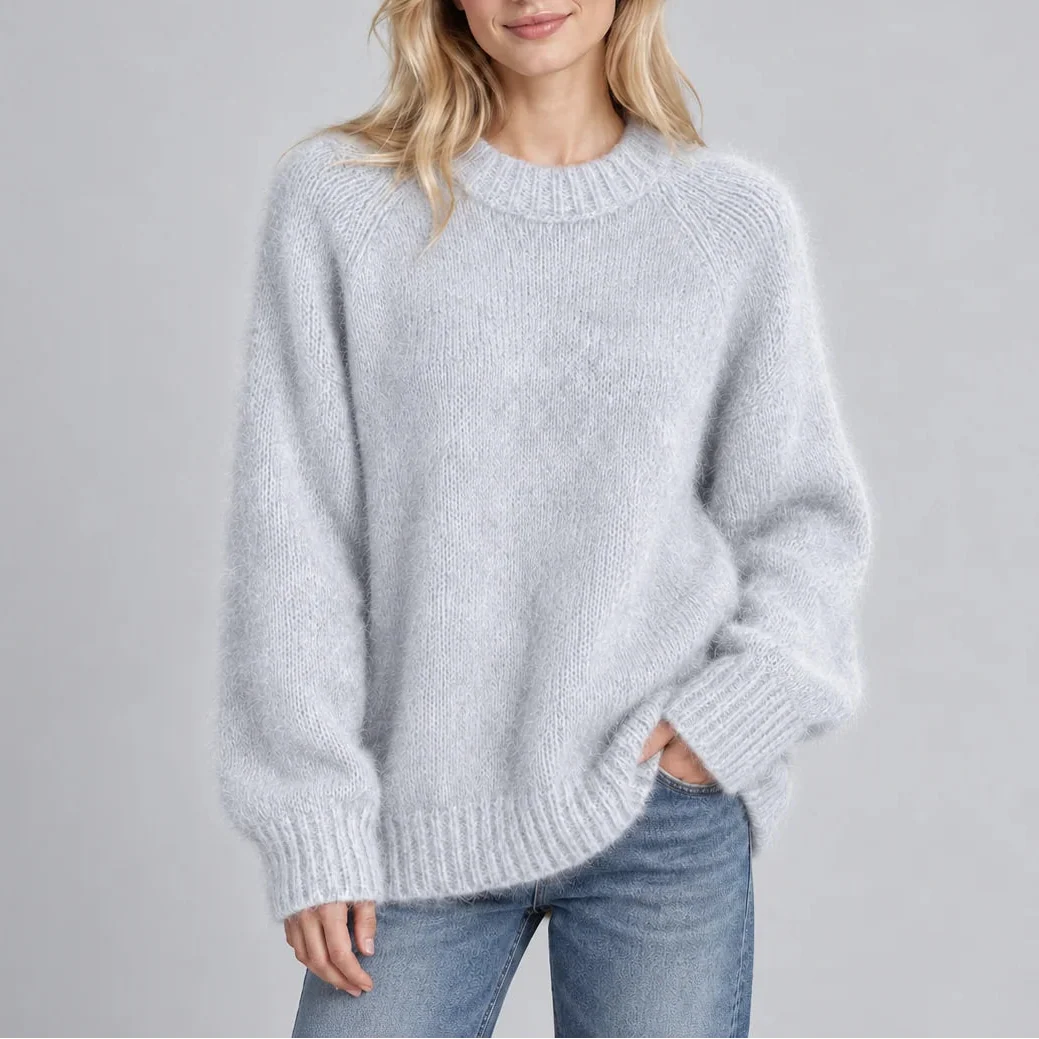 Pull duveteux à col rond et manches raglan — Amielle Paris