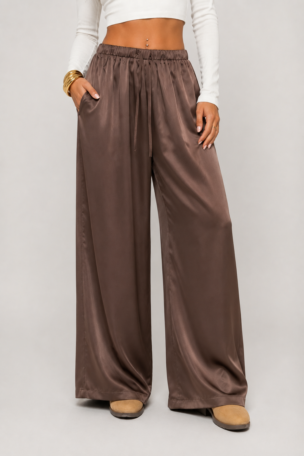 Pantalon large à taille élastique — Mia — Amielle Paris