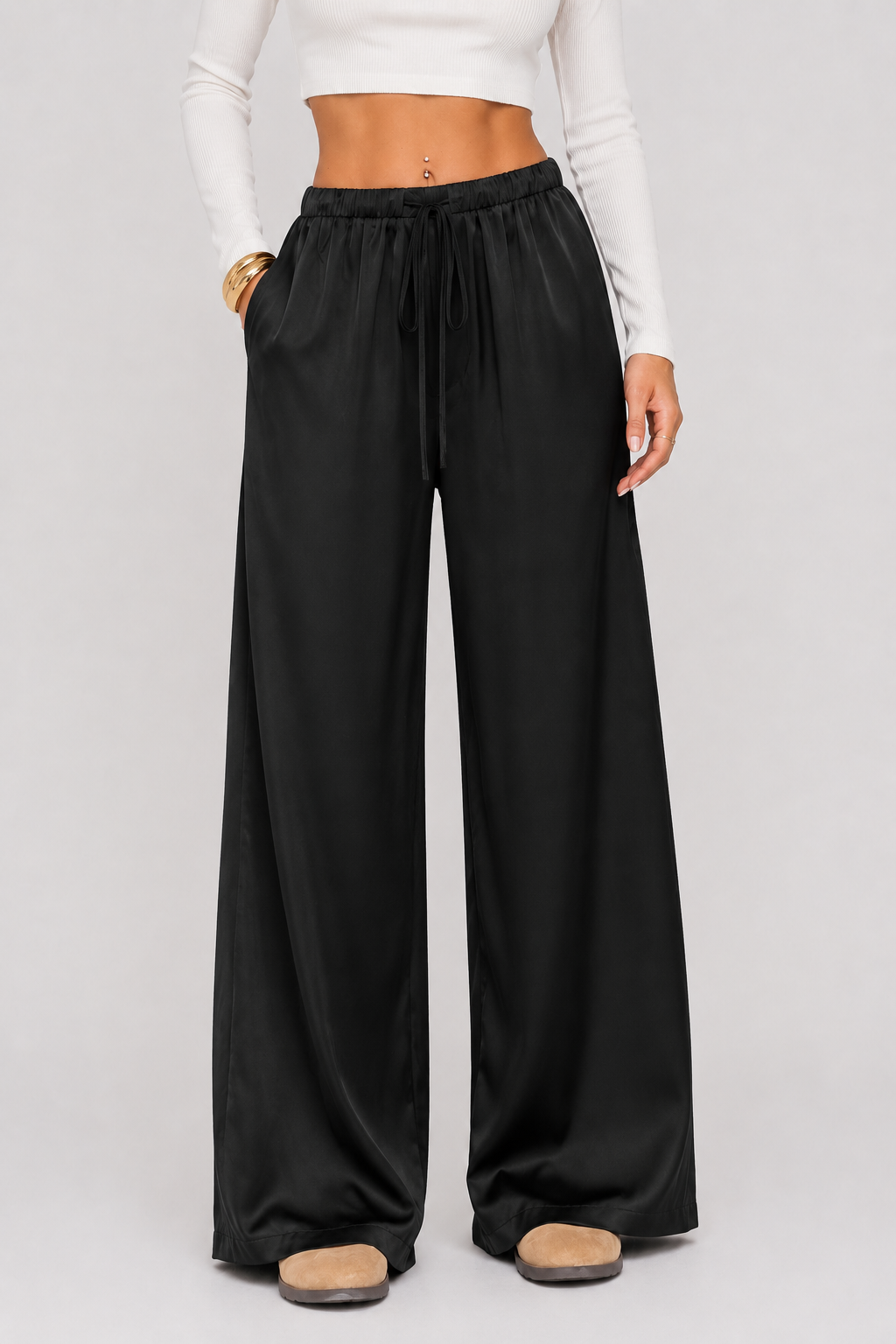 Pantalon large à taille élastique — Mia — Amielle Paris
