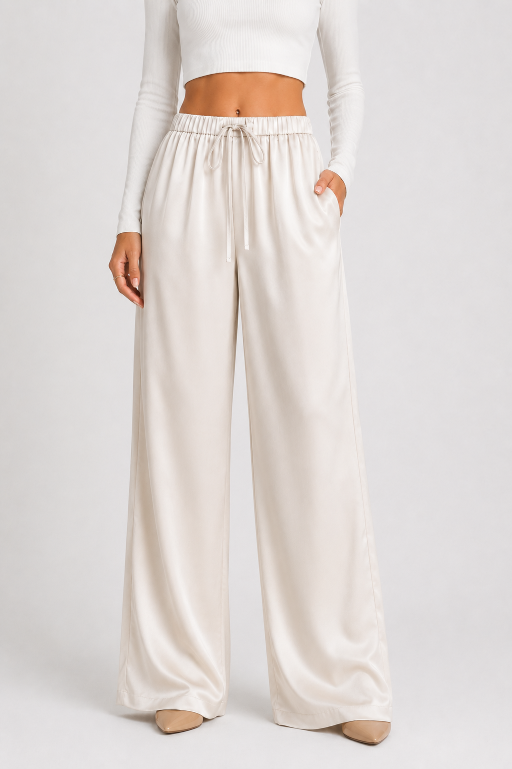 Pantalon large à taille élastique — Mia — Amielle Paris