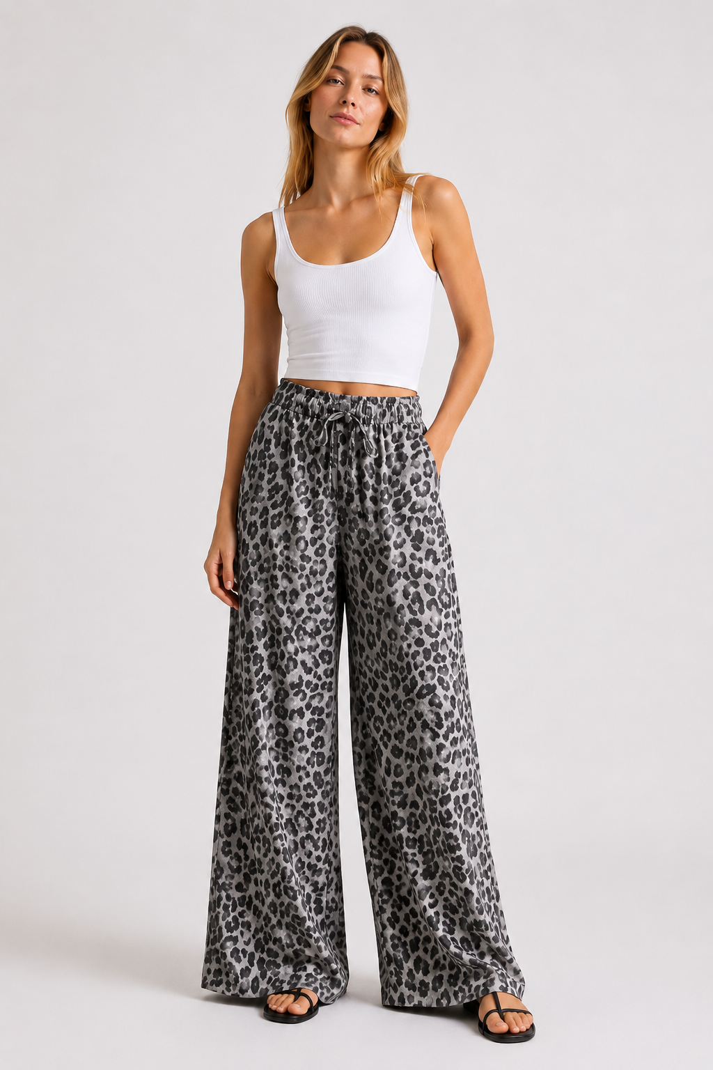 Pantalon large imprimé léopard — Odette — Amielle Paris