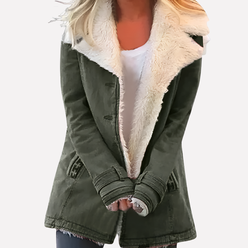 Quinn — Manteau long zippé à col montant — Amielle Paris