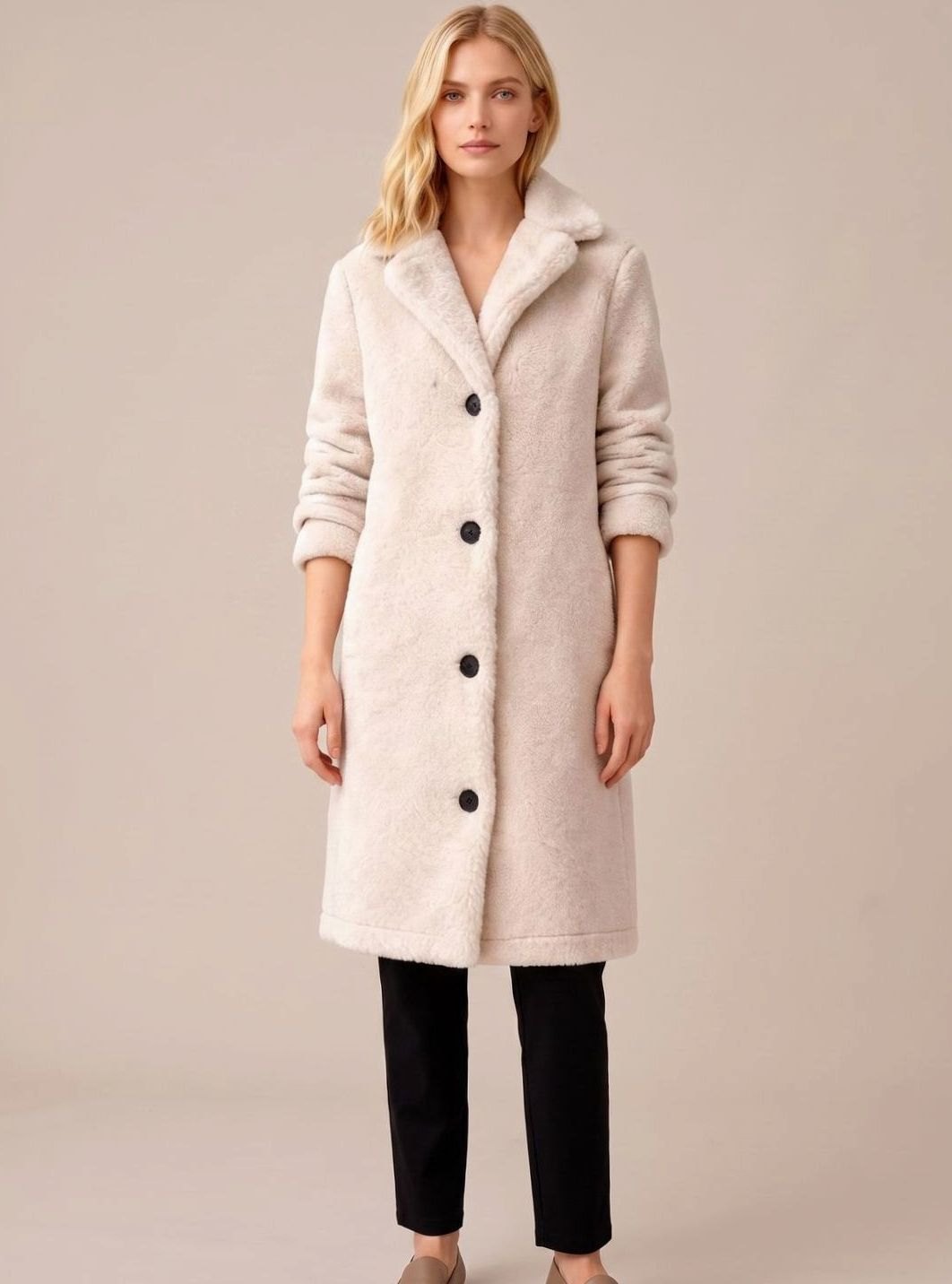Rebecca — Manteau teddy boutonné — Amielle Paris