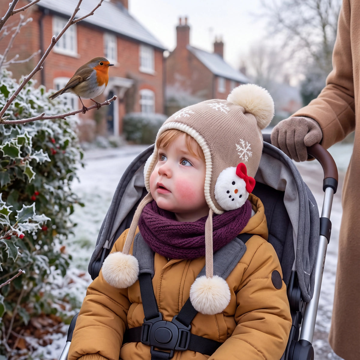 Bonnet bébé d’hiver doublé coton à cache-oreilles — vue 1