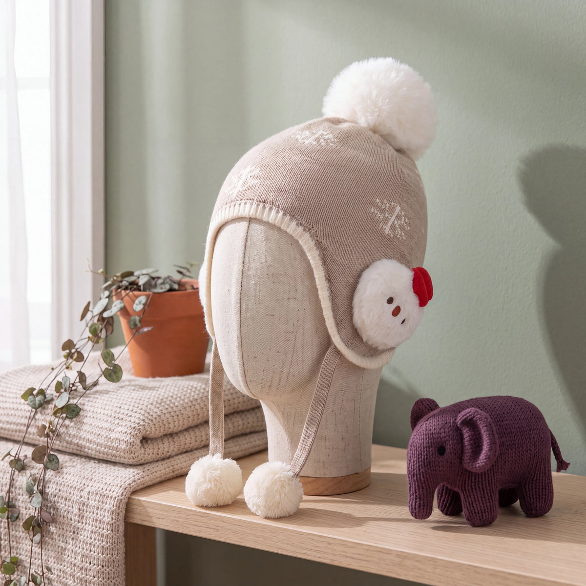 Bonnet bébé d’hiver doublé coton à cache-oreilles — vue 6