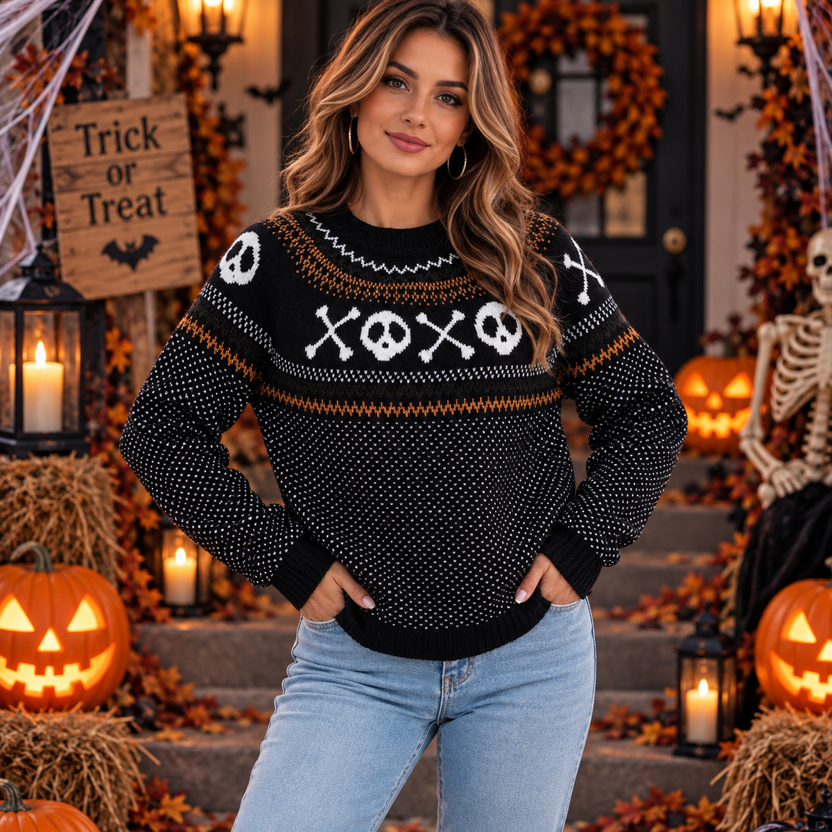 Count Midnight — Pull Halloween à motifs — vue principale