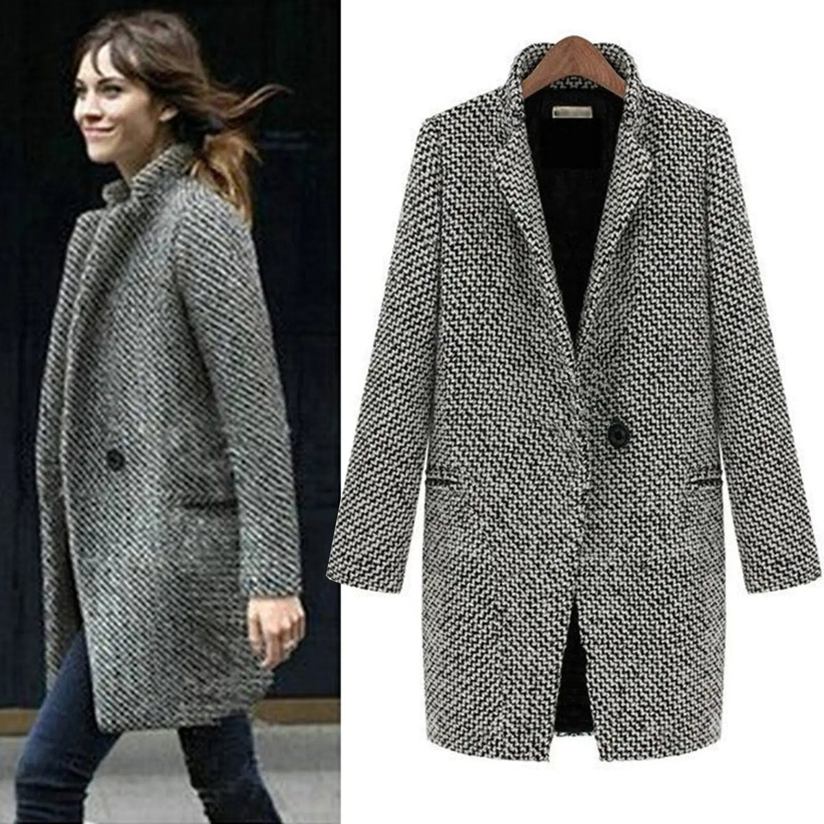 Paula — Manteau long texturé à coupe structurée — Amielle Paris