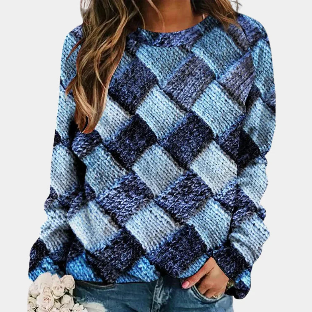 Bella — Pull en maille à losanges — Amielle Paris